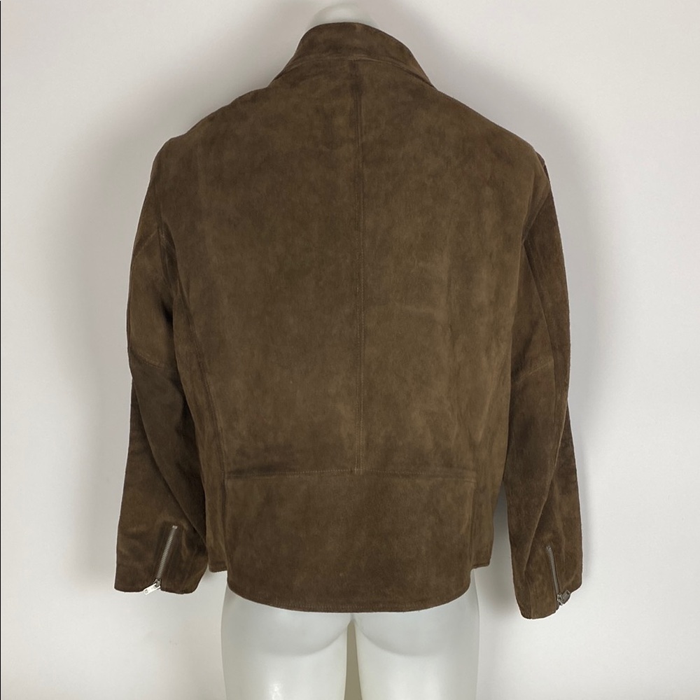 Buck Mason Brown Suede Leather Moto Jacket Size Small - Picture 5 of 10